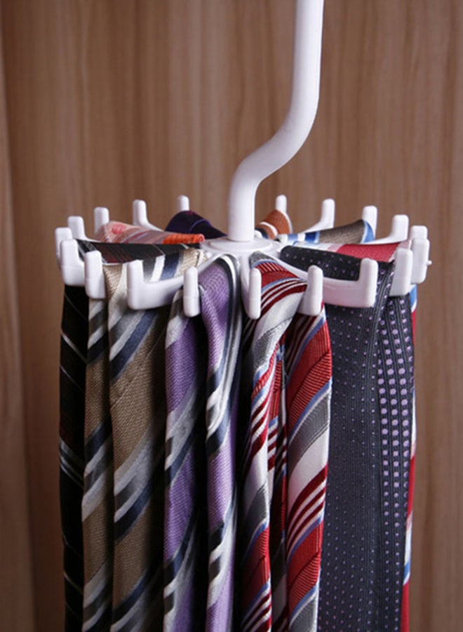 20-Piece Hooks Rotating Tie Scarf Hanger White 11x12cm