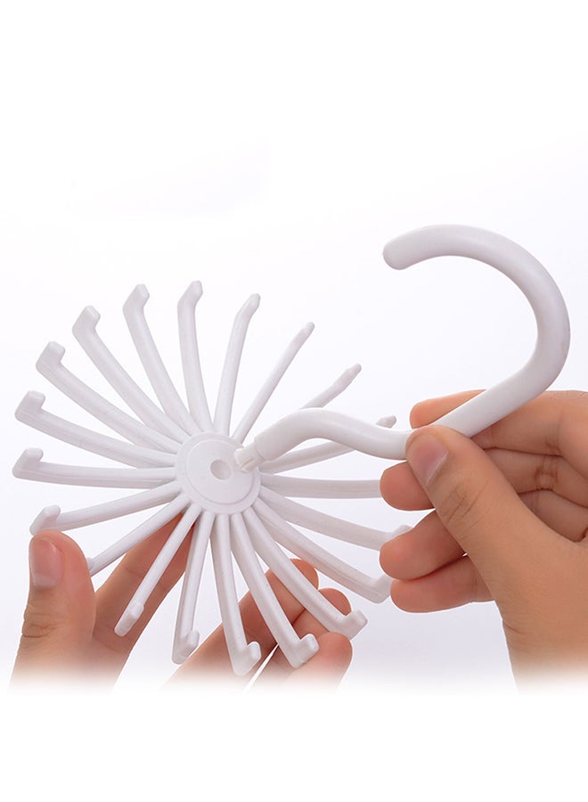 20-Piece Hooks Rotating Tie Scarf Hanger White 11x12cm