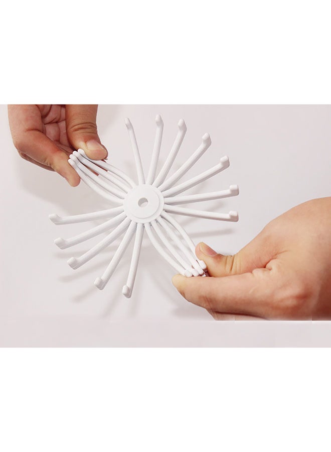 20-Piece Hooks Rotating Tie Scarf Hanger White 11x12cm