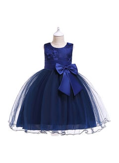 PEOK Bowknot Silk Dress Blue  - Image 1