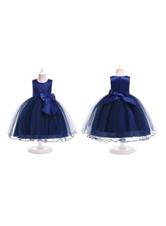 PEOK Bowknot Silk Dress Blue  - Image 2