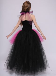 PEOK Halter Neck Elegant Tulle Dress Black/Pink  - Image 2