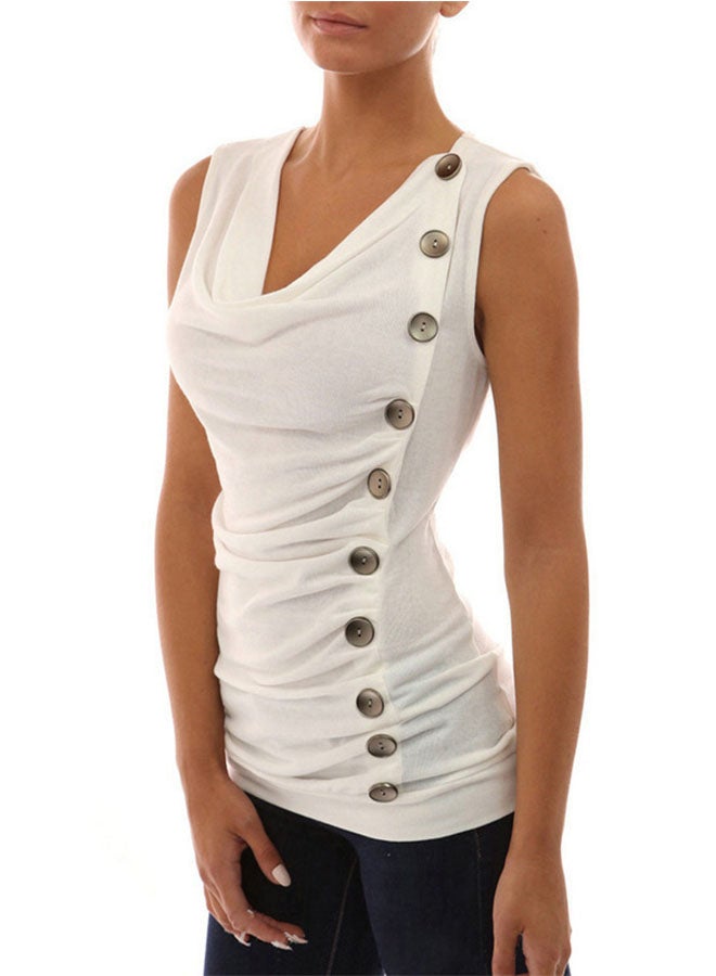 Slim Fit V Neck Top White  - Image 1