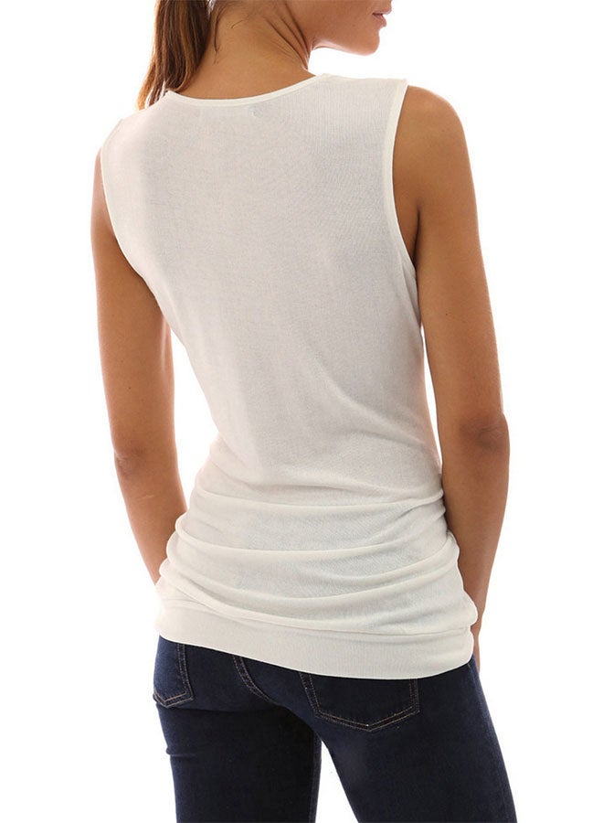 Slim Fit V Neck Top White  - Image 2
