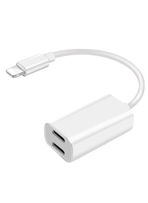 2-In-1 Lightning Audio Convertor And Charging Adapter White
