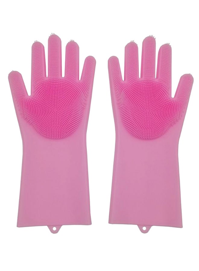1-Pair Dish Cleaning Gloves Pink 34cm