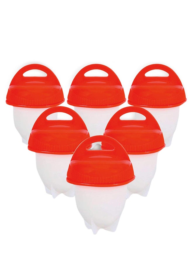 6-Piece Egg Cooker Cup Set ZDQ1 Red/White 