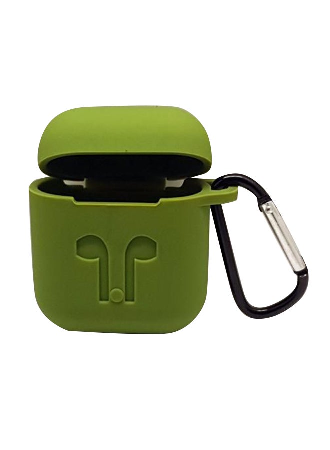Protective Carry Case For Apple AirPods With Detachable Hook Green  - Image 1