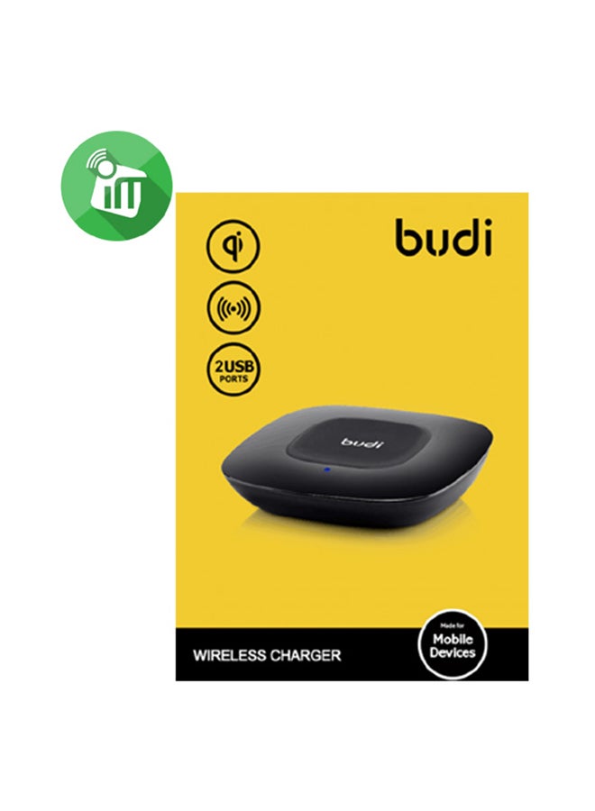 budi - Qi Wireless Charger With Dual USB Ports Black - Image 1