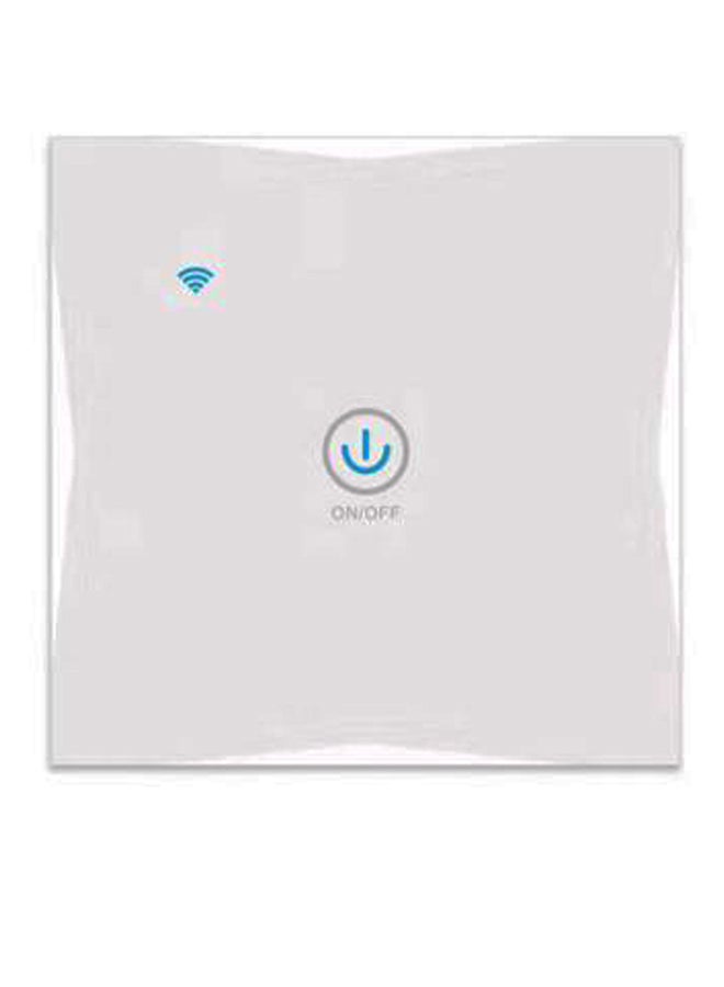 مفتاح جداري ذكي واحد بتصميم لوحة لمس زجاجية لاسلكية أبيض