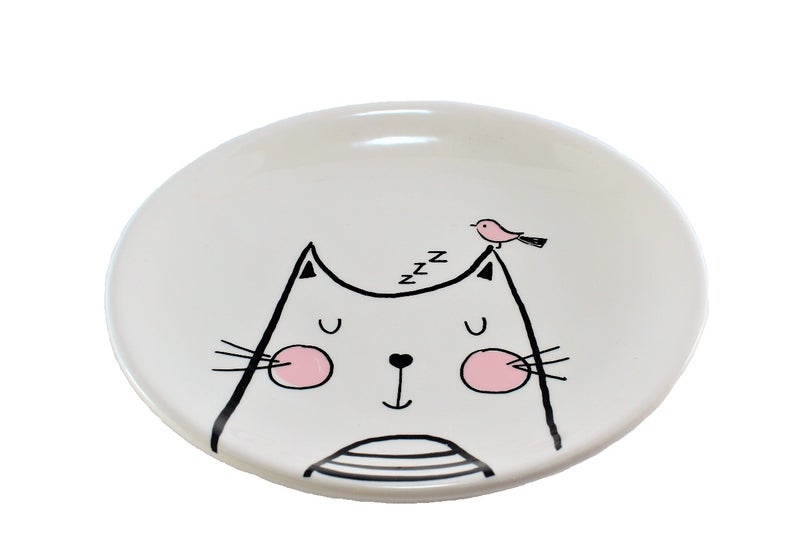 Cartoon Pattern Dinner Plate Beige/Black/Pink 23centimeter - Image 1