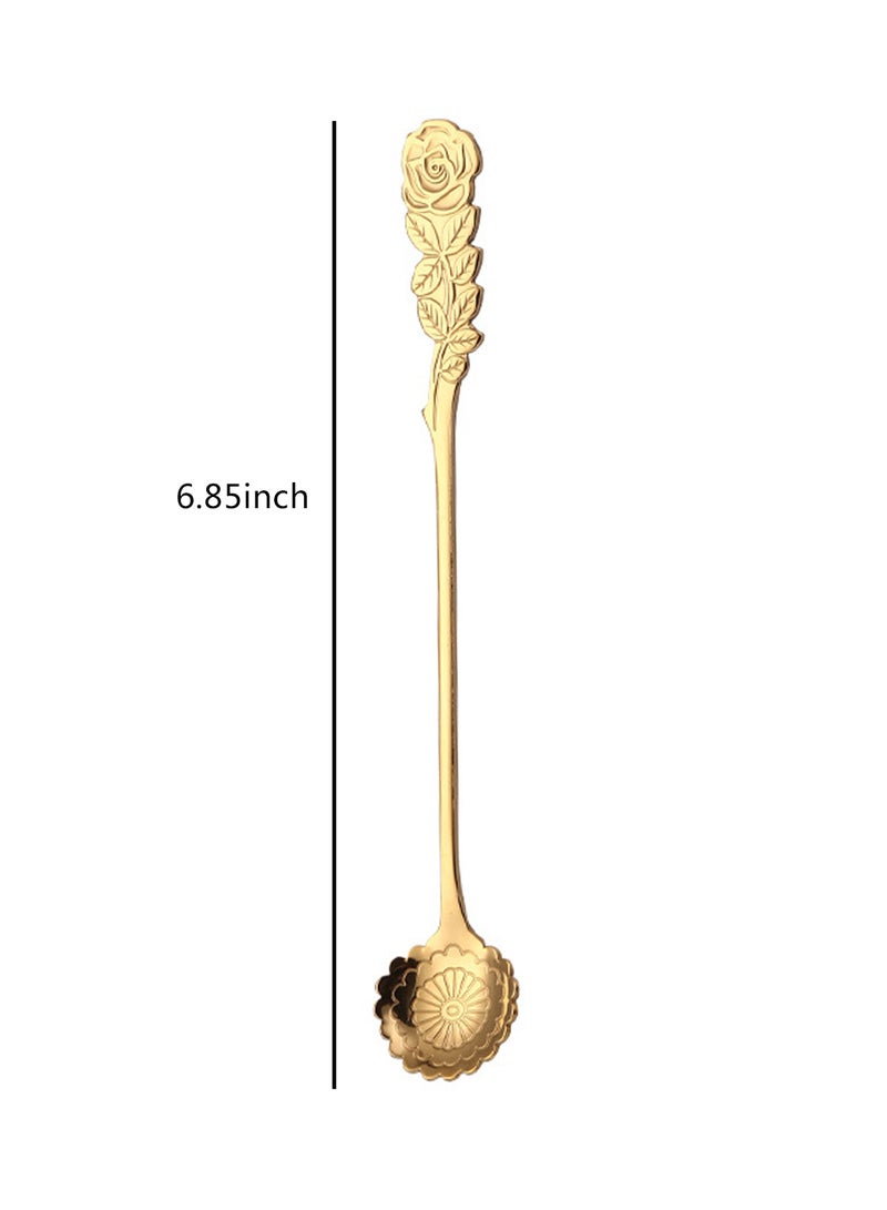 TD HOME 6-Piece Mirror Finish Stainless Steel Long Iced Tea Spoon Set Gold 17.4cm - Image 3