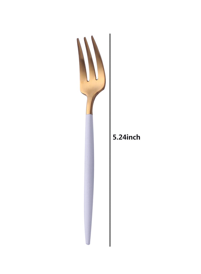 TD HOME 6-Piece Stainless Steel Matt Polish Cake Fork Set Gold/White 13.3centimeter - Image 3