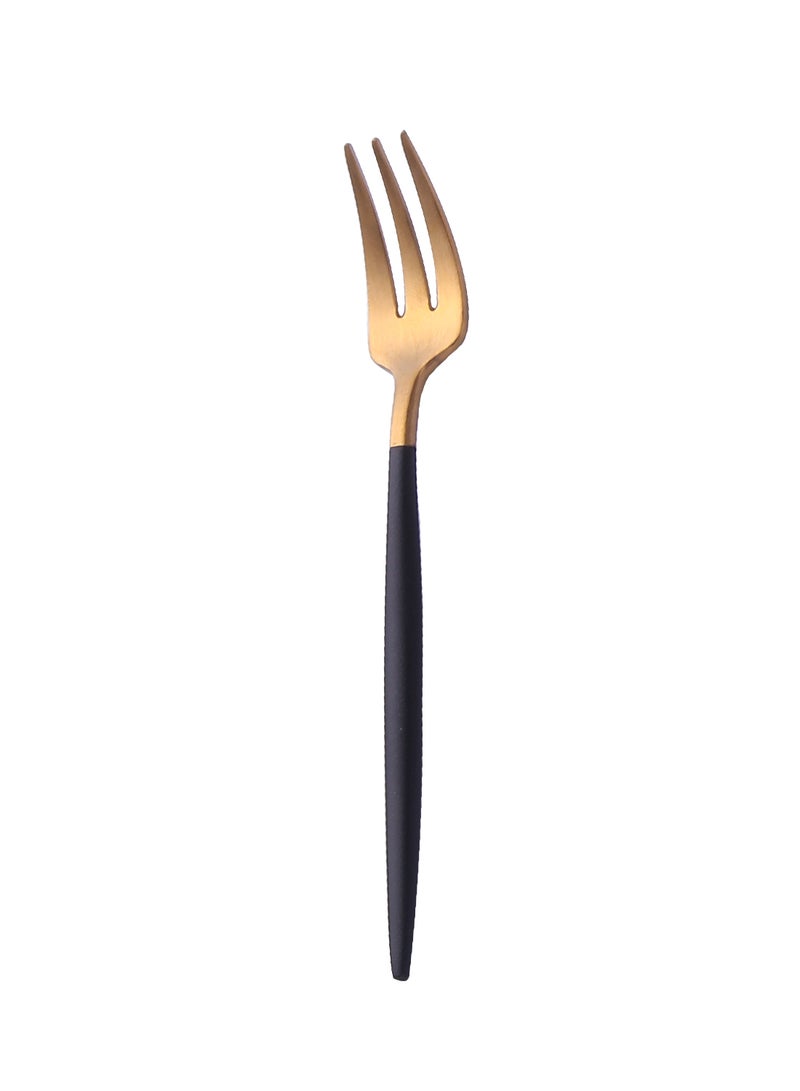 TD HOME 6-Piece Stainless Steel Matt Polish Cake Fork Set Gold/Black 13.3centimeter - Image 2