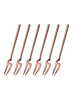 TD HOME 6-Piece Mirror Polishing Stainless Steel Fruit Fork Set Rose Gold 14.3cm  - Image 1