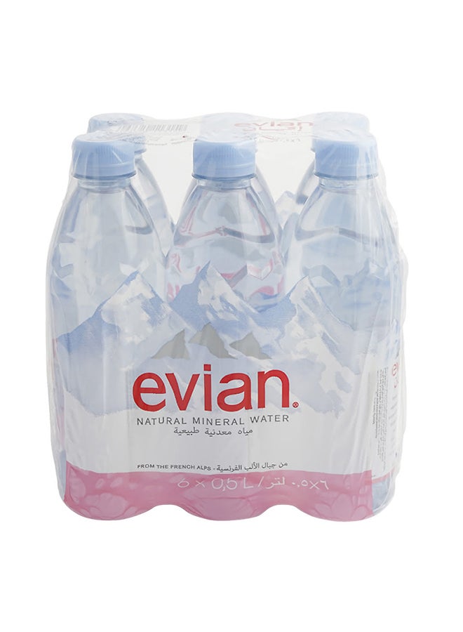 إيفيان زجاجة مياه معدنية أنيقة بحجم متوسط 500ملليلتر عبوة من 6 قطع - Image 2