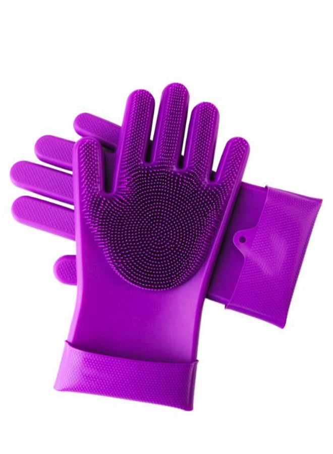 Pair Of Dishwashing Gloves Purple 30cm