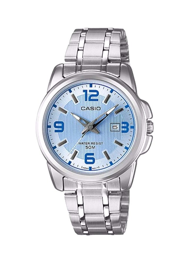 كاسيو ساعة يد بعقارب وسوار من الإستانلس ستيل طراز LTP-1314D-2AVDF - 30 مم - فضي للنساء - Image 1