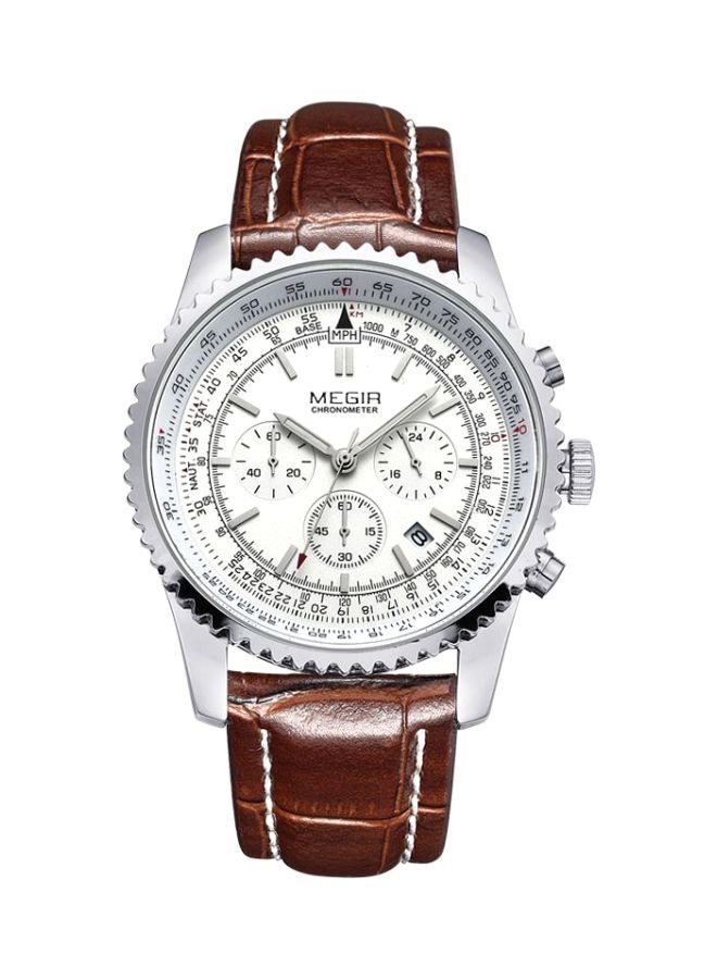 MEGIR men Leather Chronograph Wrist Watch ML2009GBN-7 - Image 1