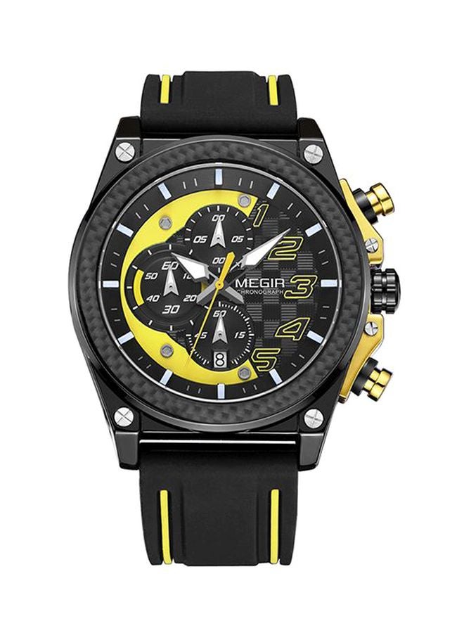 MEGIR - Men's Silicone Analog Watch MN2051G-BK-1N13 - 48 mm - Black/Yellow - Image 1