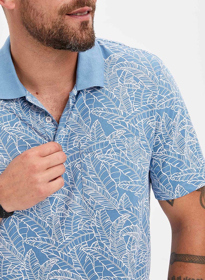 DeFacto Casual Wear Polo T-Shirt Blue  - Image 3