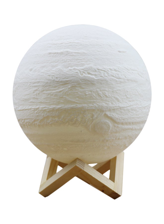 3D Printing Clap Jupiter 3 Colour Night Lamp With Wooden Stand White 13x10.5x10.5cm - Image 1