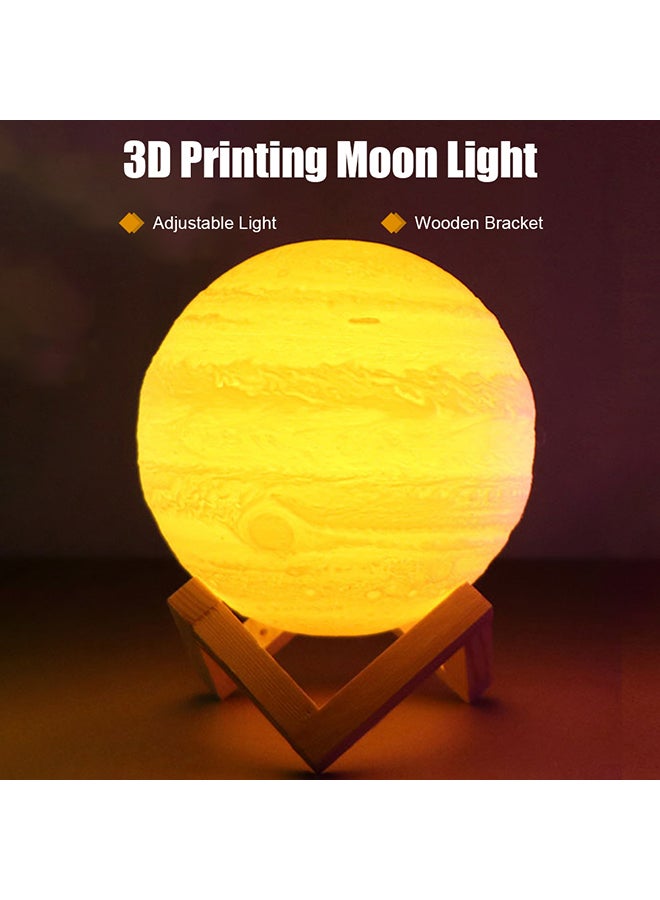 3D Printing Clap Jupiter 3 Colour Night Lamp With Wooden Stand White 13x10.5x10.5cm - Image 2