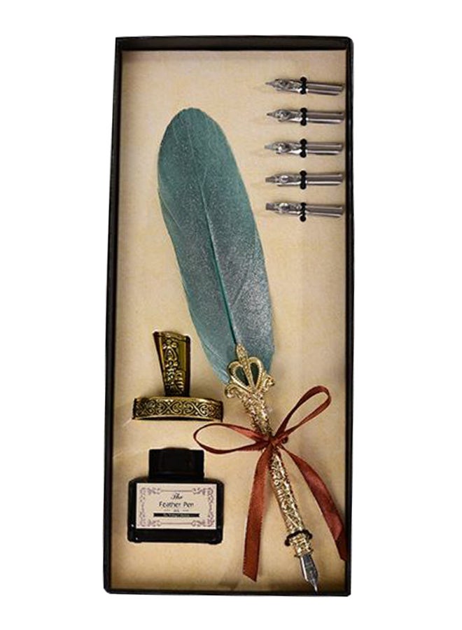 Generic Vintage Feather Quill Dip Ink Pen Set Multicolour 