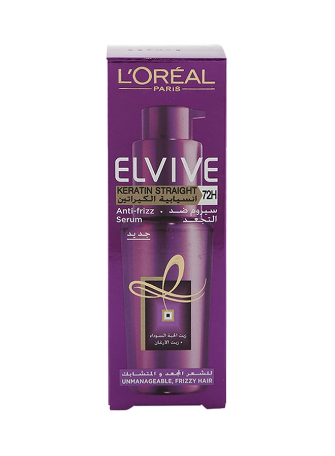 L'OREAL PARIS - Elvive Keratin Straight 72H Anti Frizz Serum 50ml - Image 1
