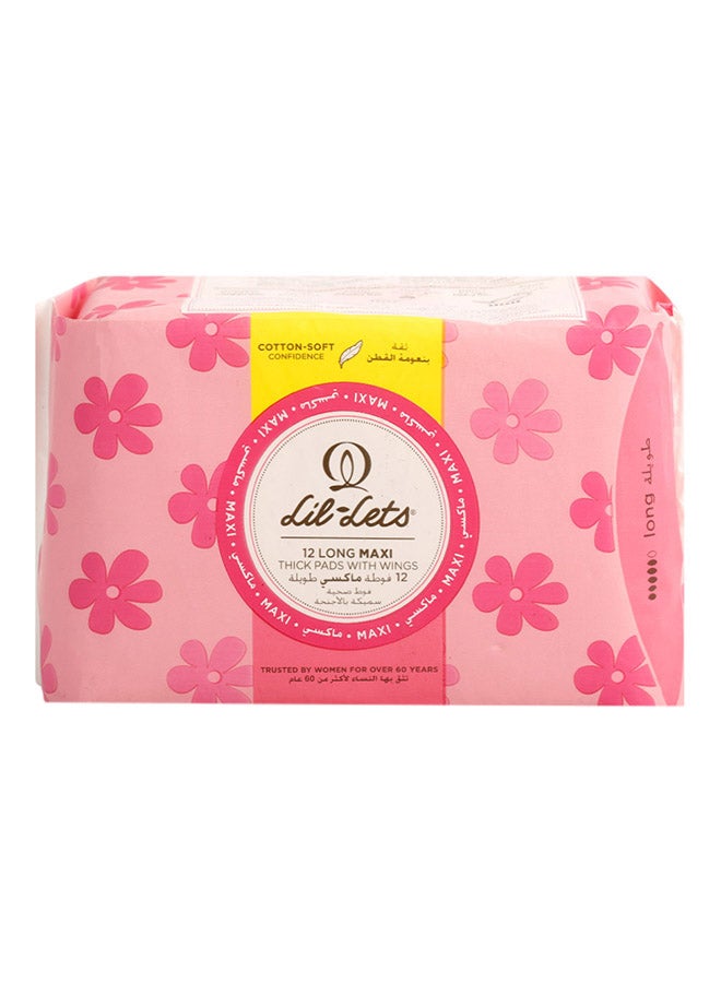 Long Maxi Thick Pads With Wings, 12 Pieces - v1563596205/N13600317A_2