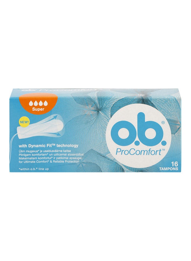o.b. - 16-Piece ProComfort Curved Grooves Tampons White - Image 1