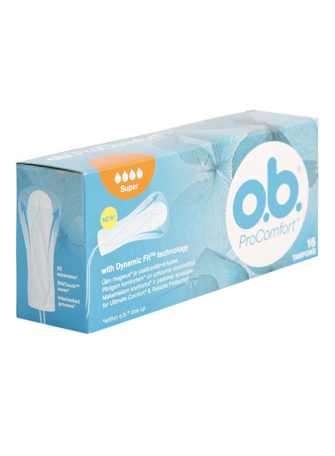 o.b. - 16-Piece ProComfort Curved Grooves Tampons White - Image 1