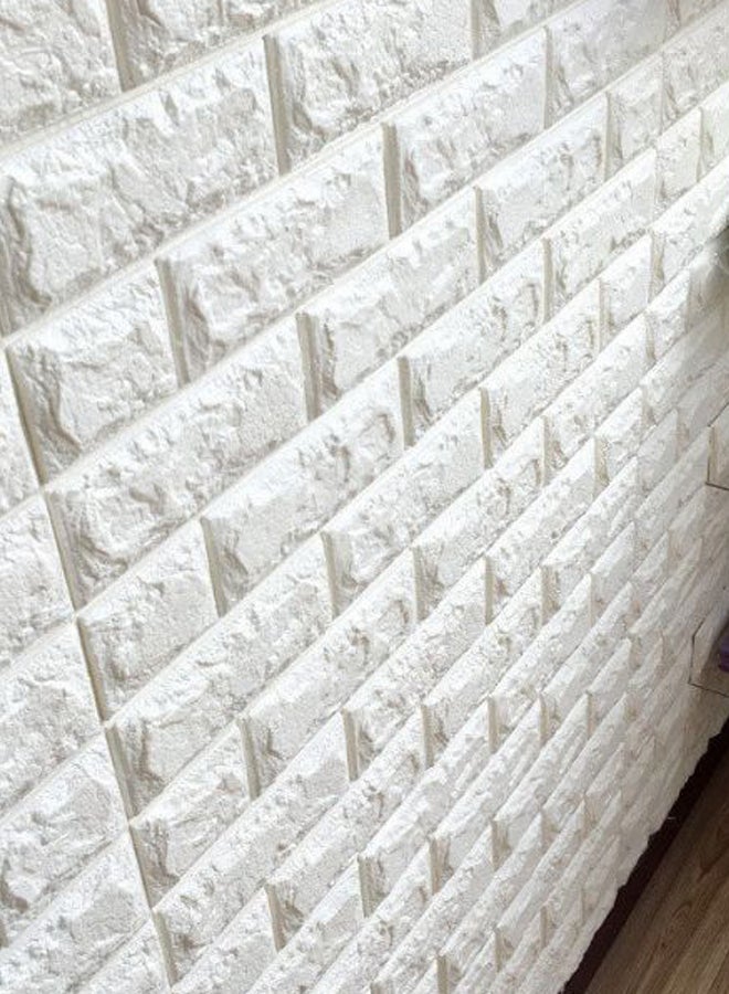 Cool Baby - 10-Piece 3D Brick Pattern Decorative Wallpaper Set Off White 70x77x0.5cm - Image 1