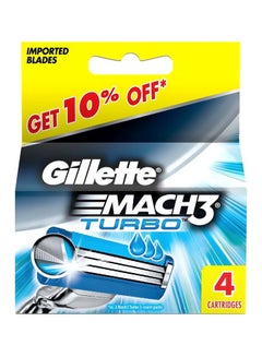 Gillette 4-Piece Mach 3 Turbo Manual Shaving Razor Blade Set Black 