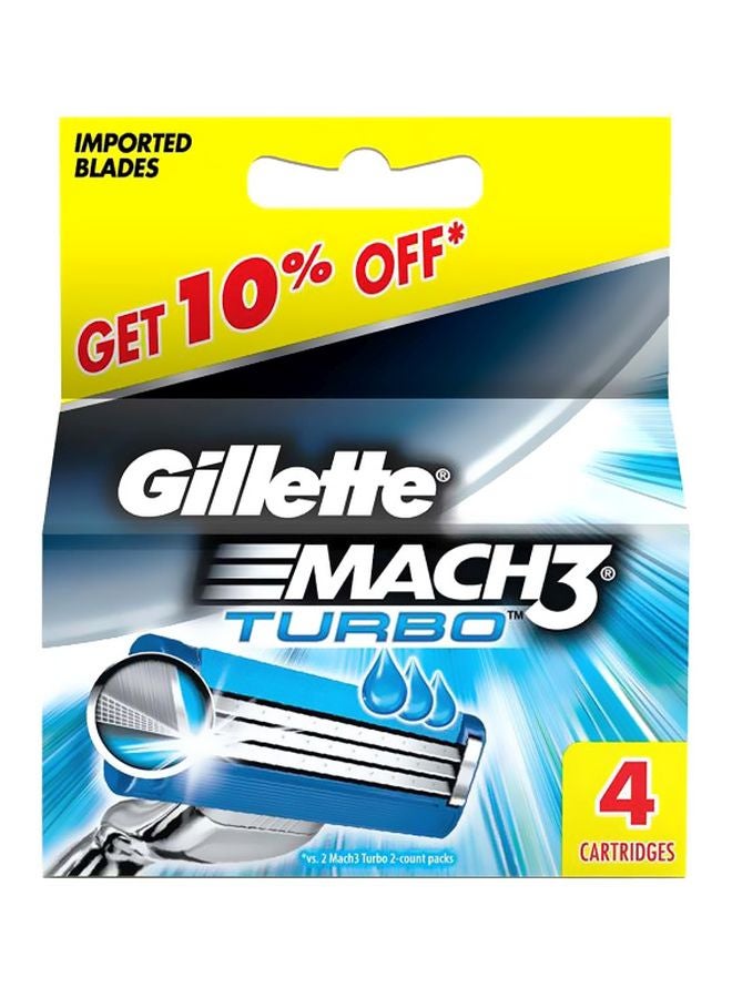 Gillette - 4-Piece Mach 3 Turbo Manual Shaving Razor Blade Set Black - Image 1