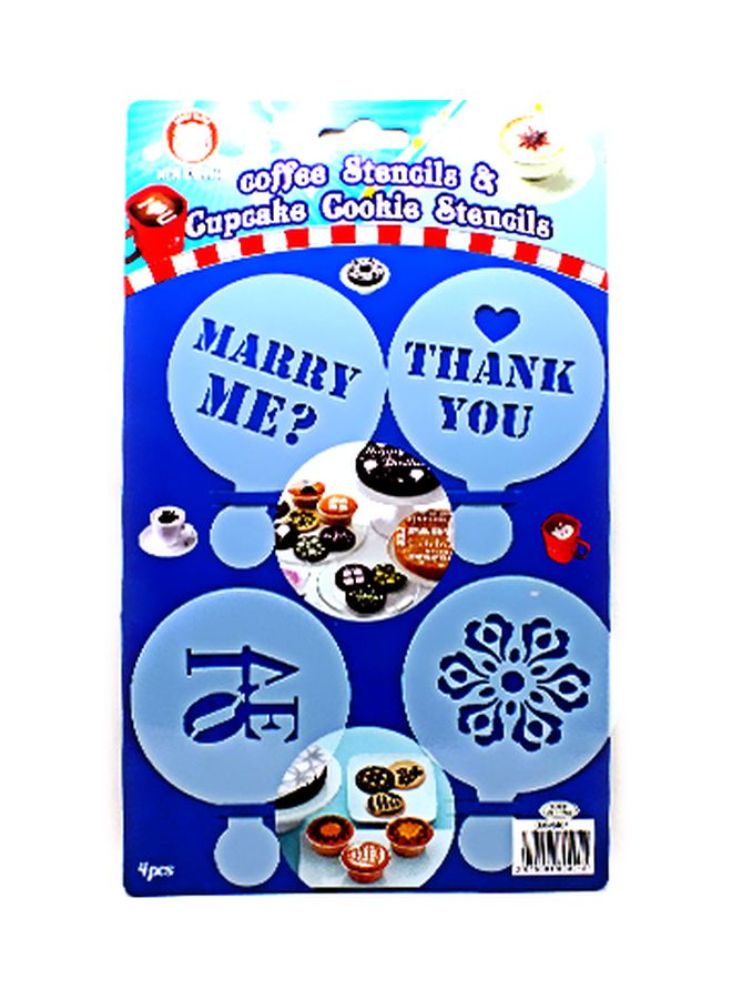 4-Piece Coffee And Cupcake Stencils Blue