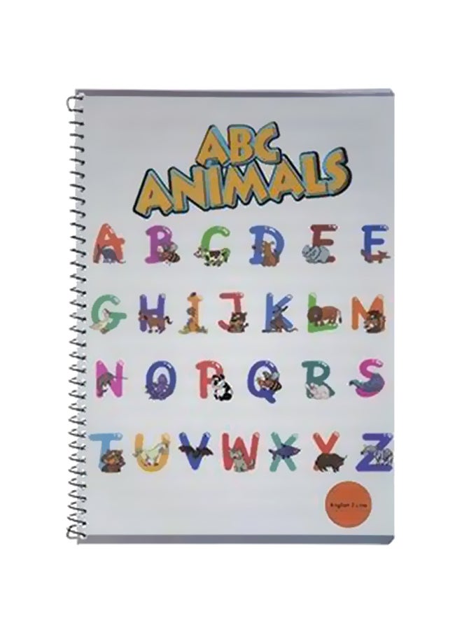 دفتر ملاحظات بطبعة حيوانات وحروف أبجدية اللغة الإنجليزية أبيض/ أصفر/ أحمر
