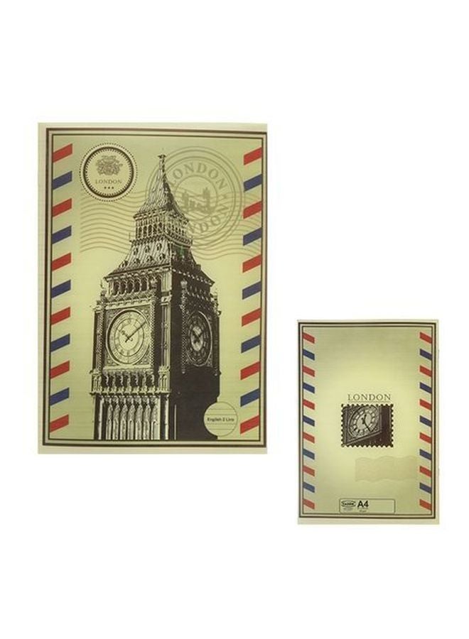 A4 Stapled Notebook Beige/Blue/Black - Image 2