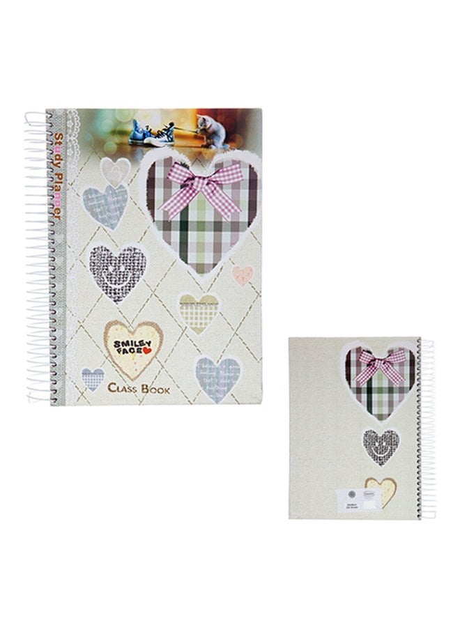 Yassin Smiley Face Hard Cover Notebook A4 Beige/Pink/Brown 