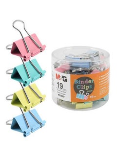 M&G 40-Piece Binder Clip Set Green/Yellow/Blue 