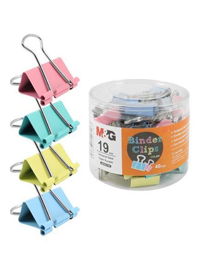 M&G 40-Piece Binder Clip Set Green/Yellow/Blue 