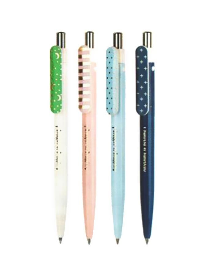 طقم أقلام حبر جاف كروية الرأس مكون من 4 قطع أسود/أزرق/وردي - Image 1