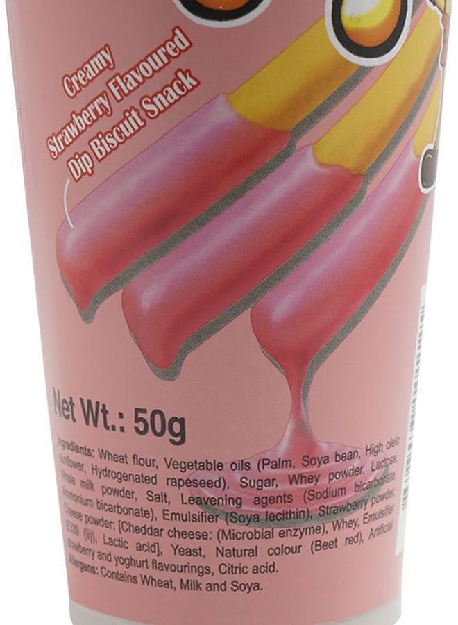 Meji Yan Yan Strawberry Flavored Dip Biscuit 50grams - Image 3
