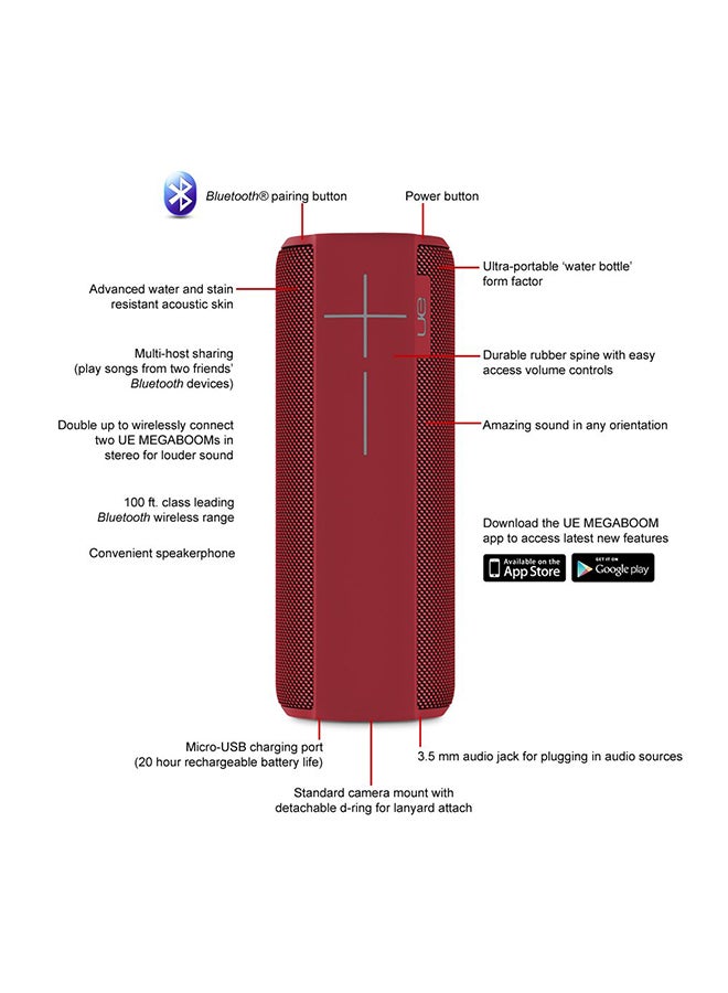 UE - Megaboom Wireless Bluetooth Speaker Red - Image 1