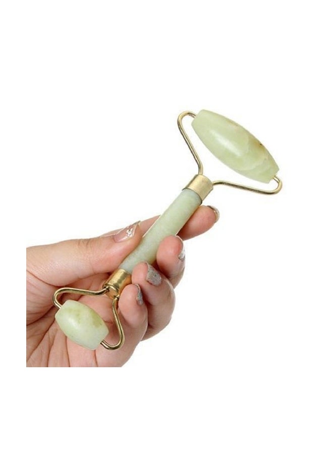 Bluelans Double Head Jade Face Massage Roller Green/Gold 13cm - Image 2