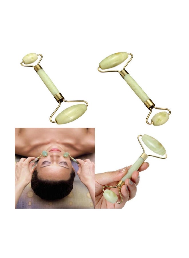 Bluelans Double Head Jade Face Massage Roller Green/Gold 13cm - Image 3