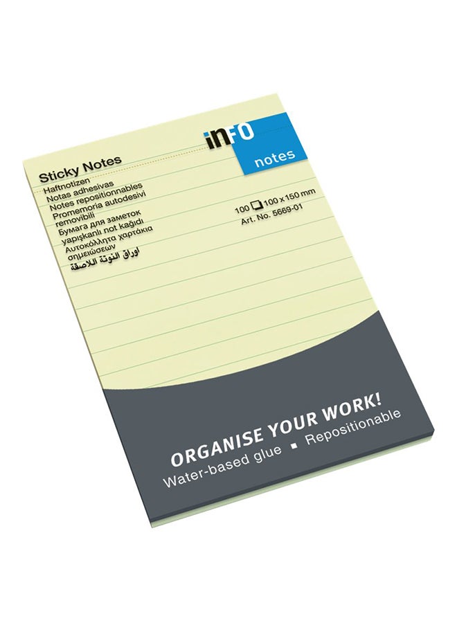 Lined Sticky Notes - 100 Sheets Yellow