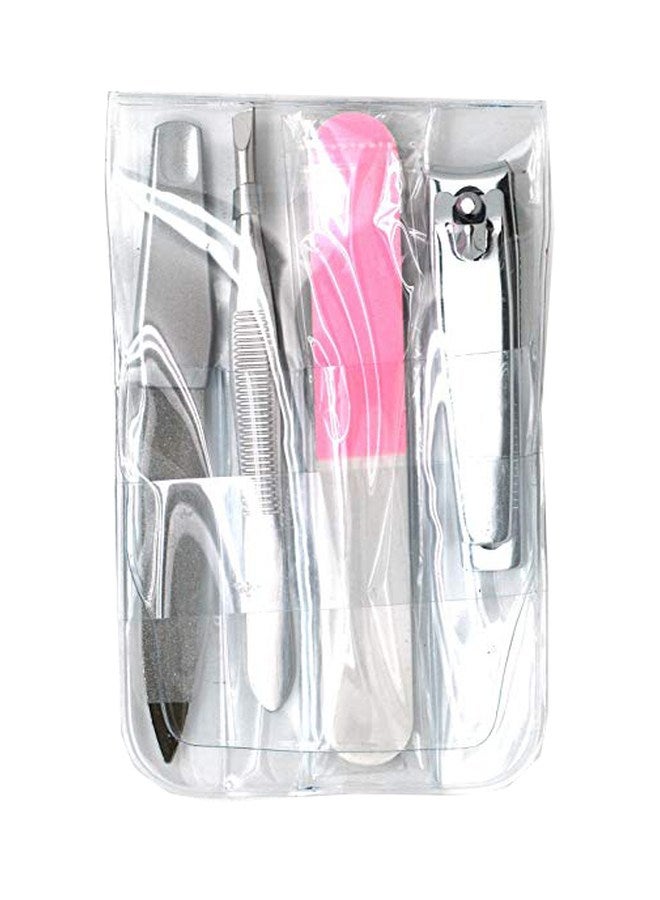 4-Piece Personal Manicure Kit Silver/Pink