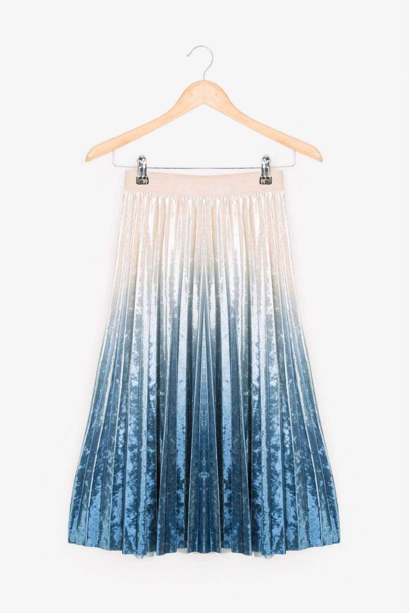 Raw Orange Ombré Velvet Skirt Blue/White  - Image 4