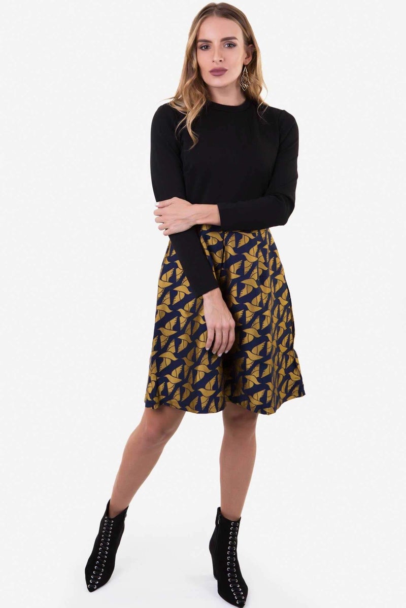 Raw Orange Textured Skirt Dress Black/Blue  - Image 3
